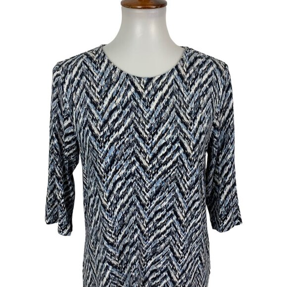 J Jill Small Blue Textured 34 Sleeve Tunic Top Casual Artsy Chic - Picture 2 of 6